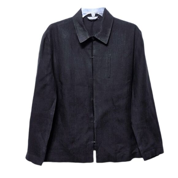 HIRSCH Black 100% Linen Short Jacket 12 - Picture 1 of 9